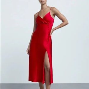 SALE! ZARA | Red satin dress
